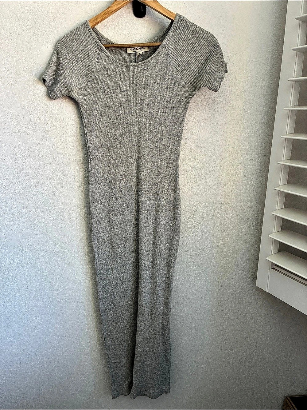 le chateau Ribbed Maxi Dress in Gray Size Small Vintage